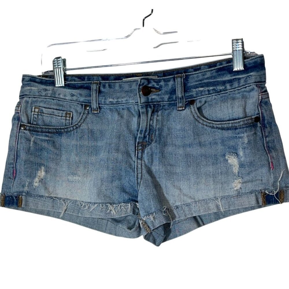 Y2K Victorias Secret Denim Cut Off Jean Micro Shorts Size 4 Blue Womens